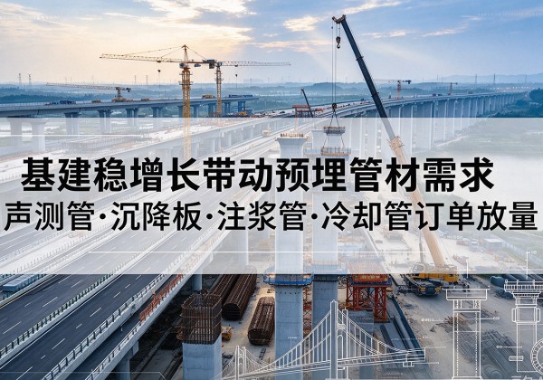 石屏基建稳增长带动预埋监测管材需求，声测管、沉降板、注浆管订单持续放量